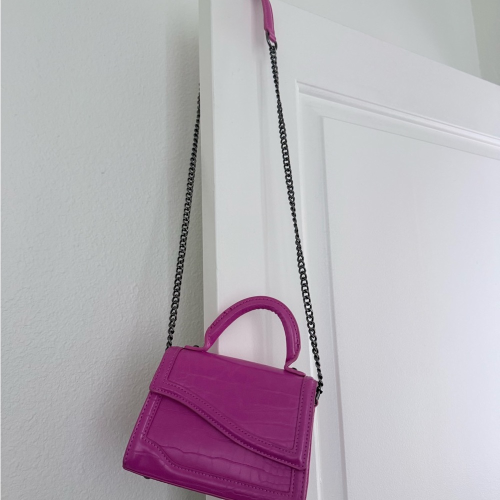 Zara Magenta Structured Top-Handle Crossbody Bag